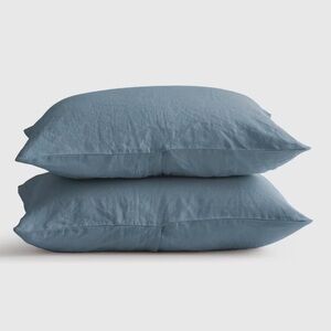 NWT QUINCE European Linen Sham Set King Dusty Blue 2832
